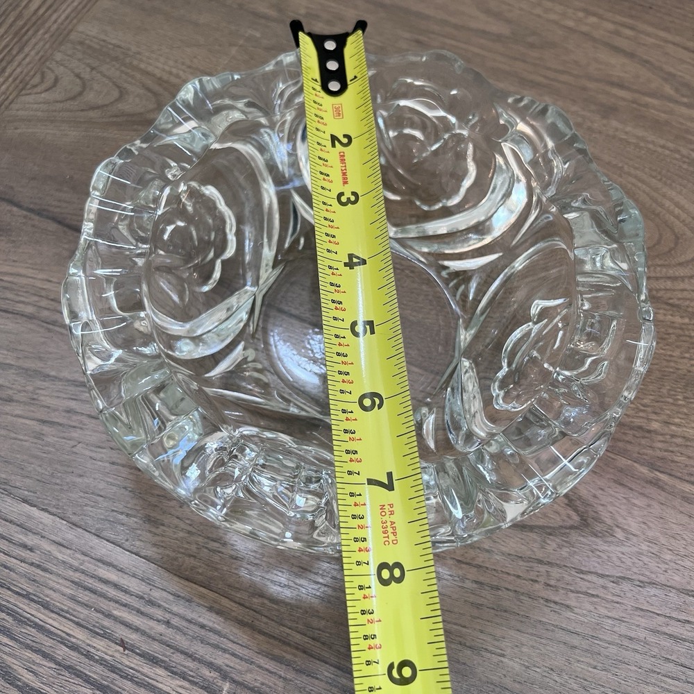 Vintage Pasari Clear Crystal Glass Ashtray with a Rose Design, Made in Indonesia - Picture 9 of 9